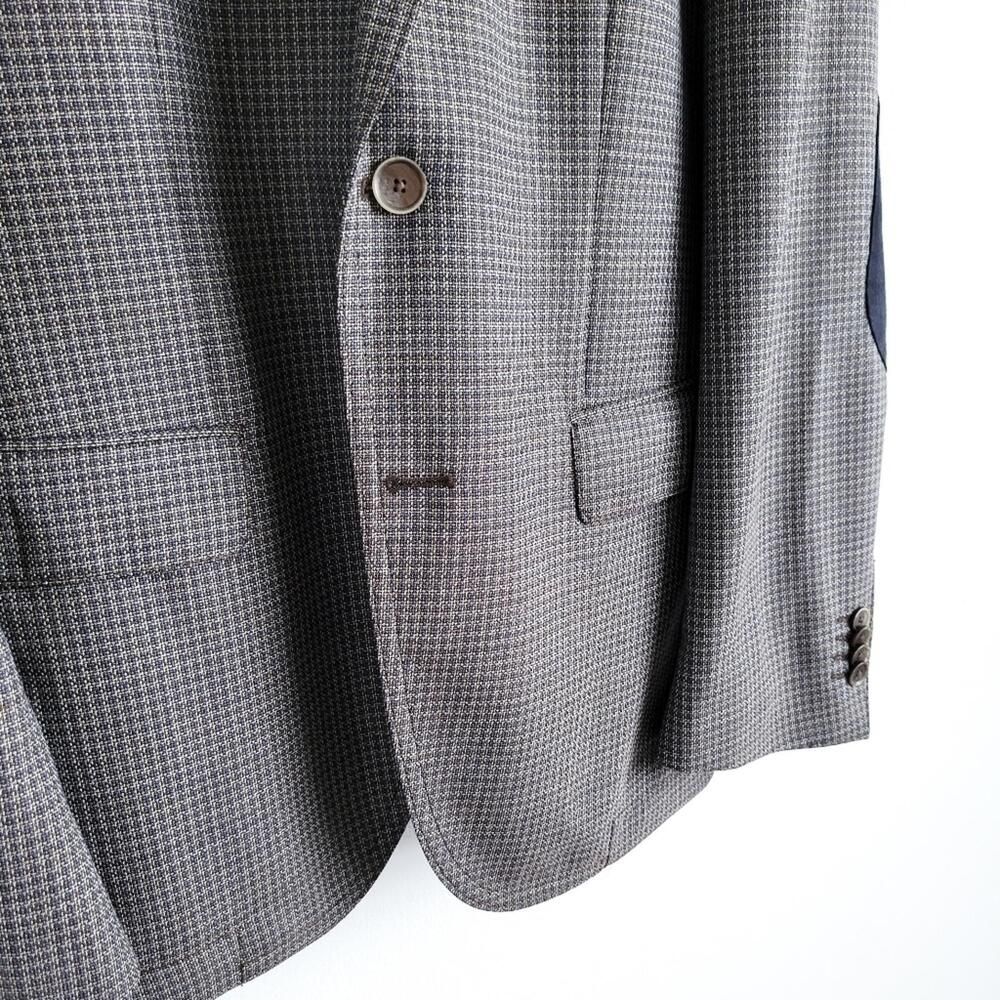 NEW Hugo Boss Blazer Halowon Slim Cross Stitch Italian Wool Gray Blue 40 - Picture 7 of 9